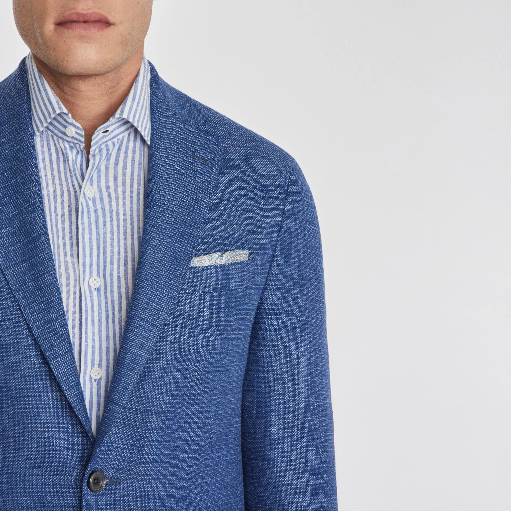 Mid-Blue Neat Hampton Contemporary Fit Unconstructed Sport Jacket - Jack Victor