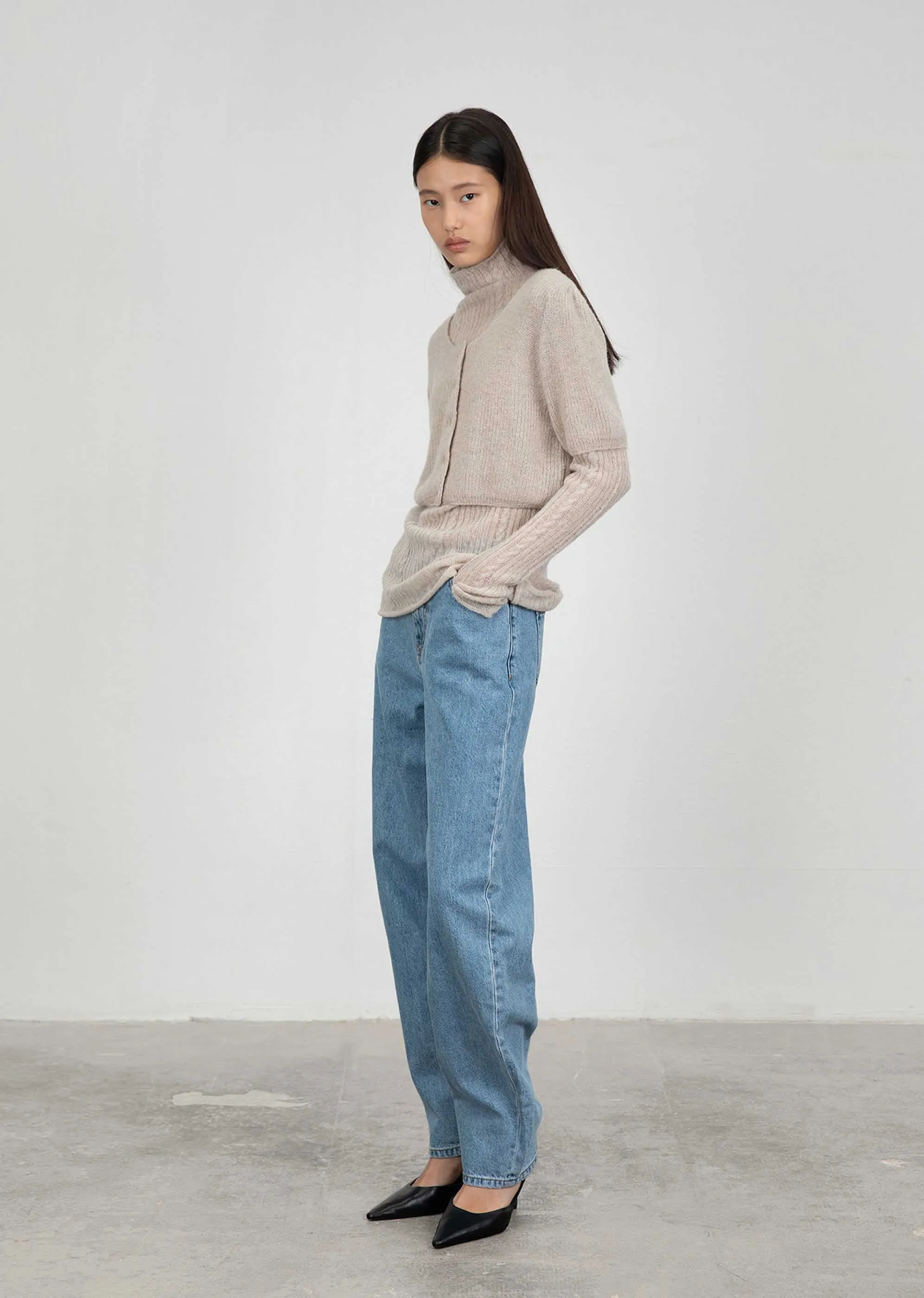 Mid Blue Tapered Denim Pants