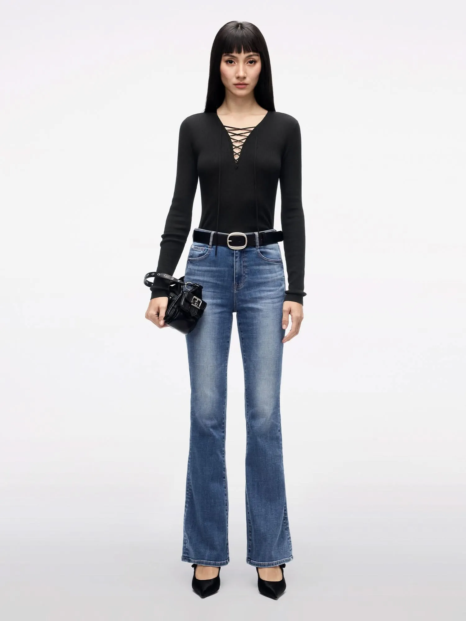 Mid-Waist Flared Jeans-240