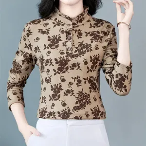 Middle-Aged Women's Printed Pullover