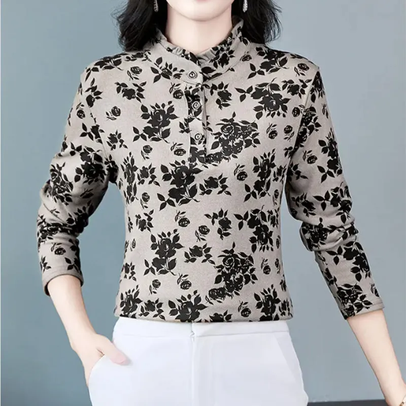 Middle-Aged Women's Printed Pullover