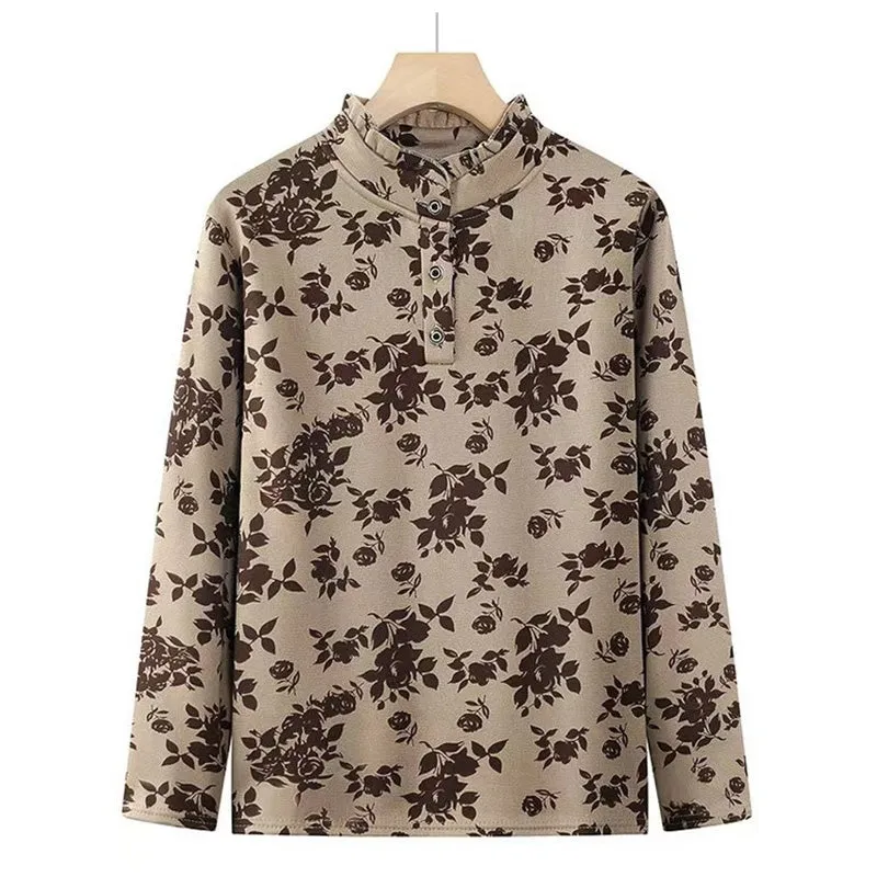 Middle-Aged Women's Printed Pullover