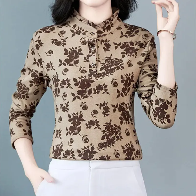 Middle-Aged Women's Printed Pullover