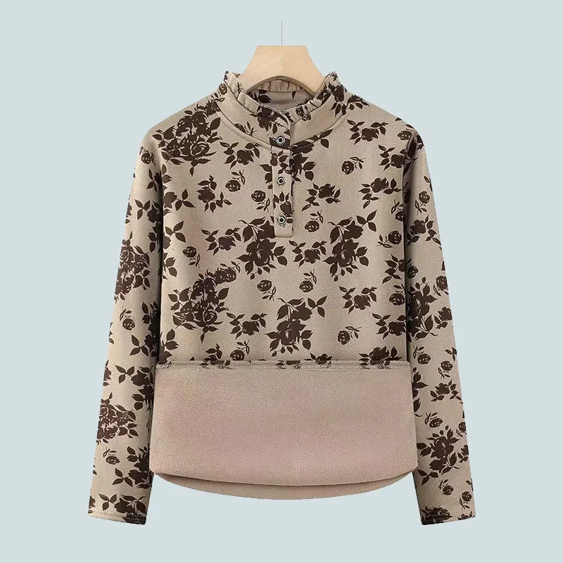Middle-Aged Women's Printed Pullover