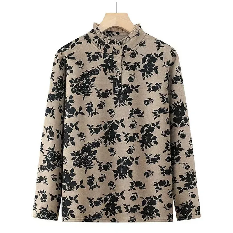 Middle-Aged Women's Printed Pullover