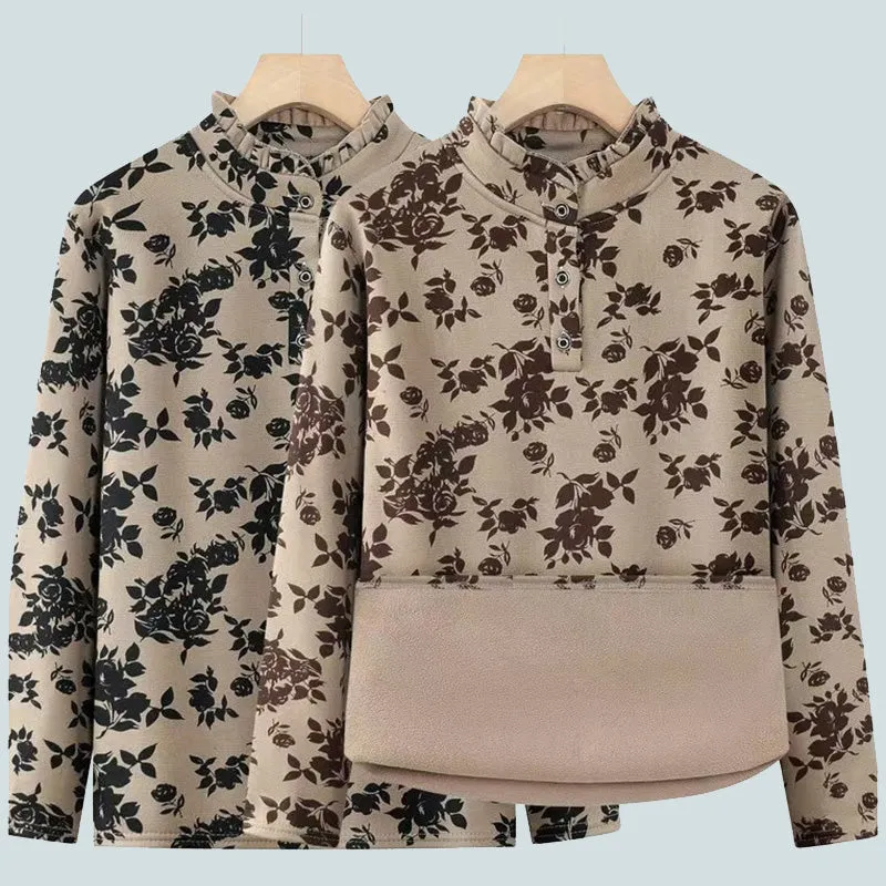 Middle-Aged Women's Printed Pullover