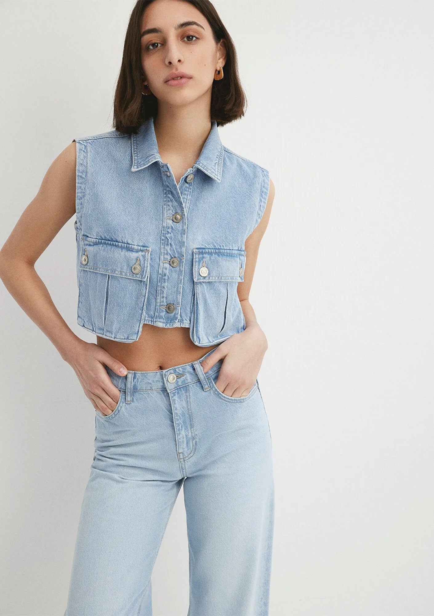 Milani Light Blue College Jean Vest