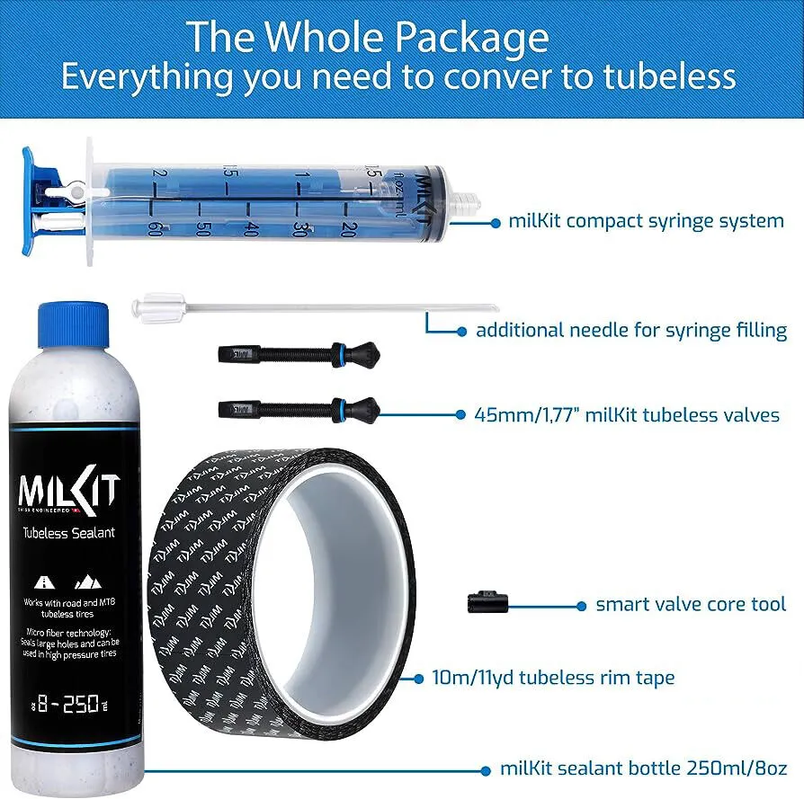 milKit Tubeless Conversion Kit - 45mm Valves