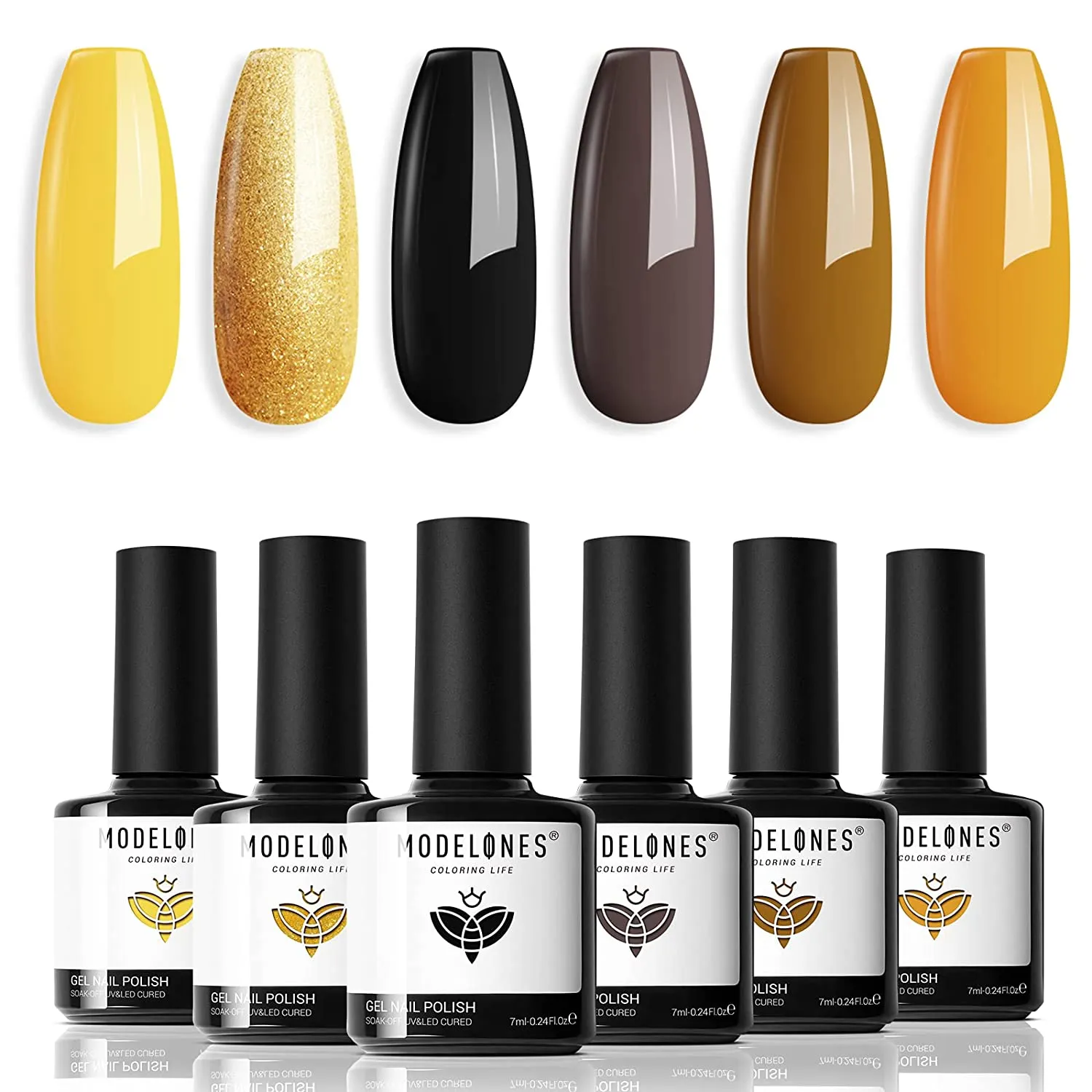 Modelones Color Changing Gel Nail Polish Kit - 6 Colors Spring Limited Edition 10ml Glitter Mood Temperature Change Gel Nail Polish Set Soak Off Gel Polish Nail Art Manicure DIY Salon Gift for Women