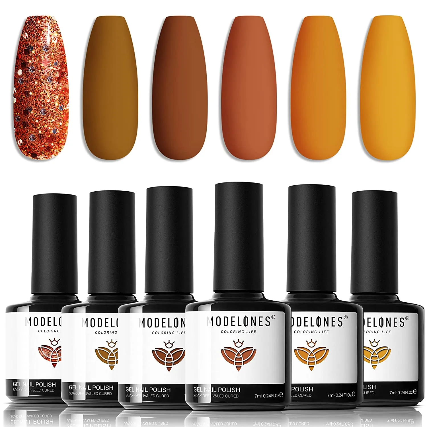 Modelones Color Changing Gel Nail Polish Kit - 6 Colors Spring Limited Edition 10ml Glitter Mood Temperature Change Gel Nail Polish Set Soak Off Gel Polish Nail Art Manicure DIY Salon Gift for Women