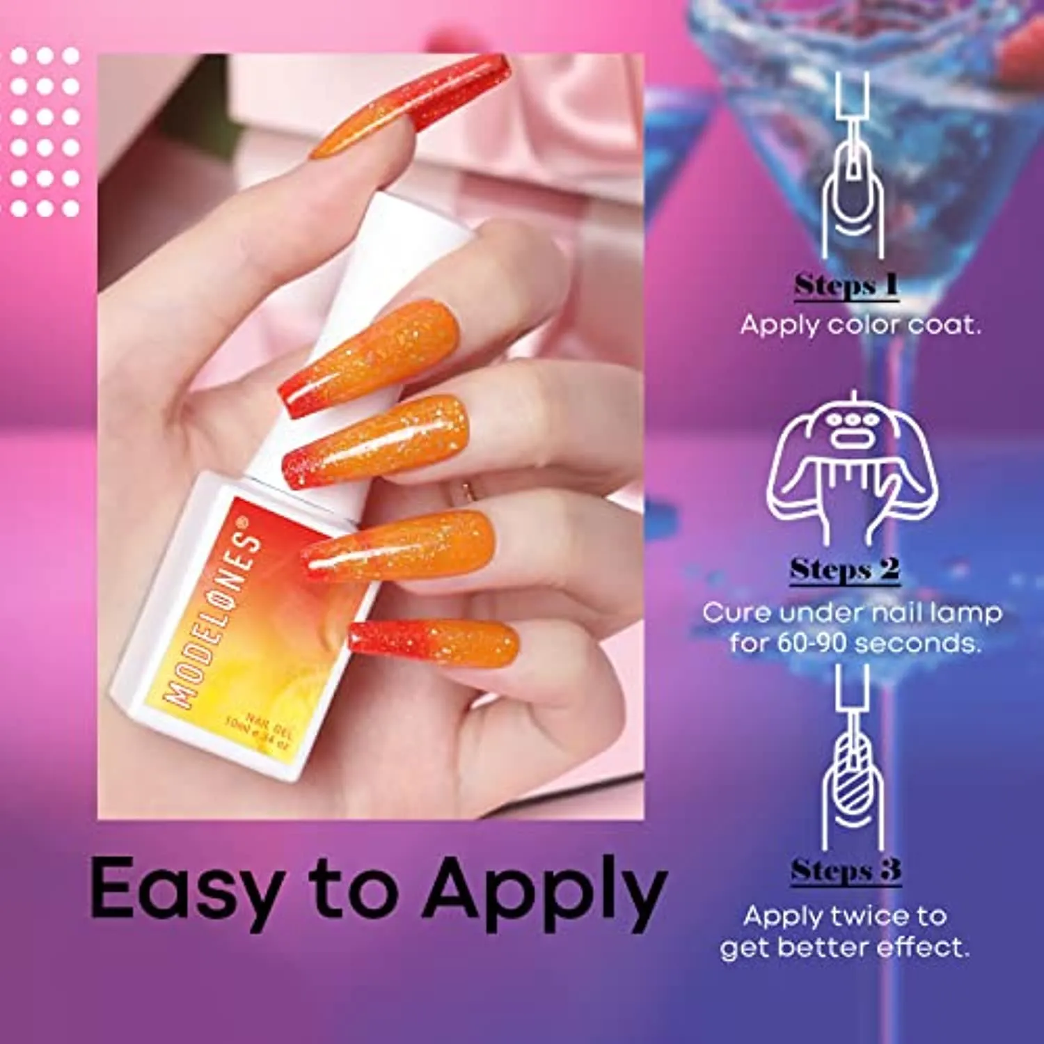 Modelones Color Changing Gel Nail Polish Kit - 6 Colors Spring Limited Edition 10ml Glitter Mood Temperature Change Gel Nail Polish Set Soak Off Gel Polish Nail Art Manicure DIY Salon Gift for Women