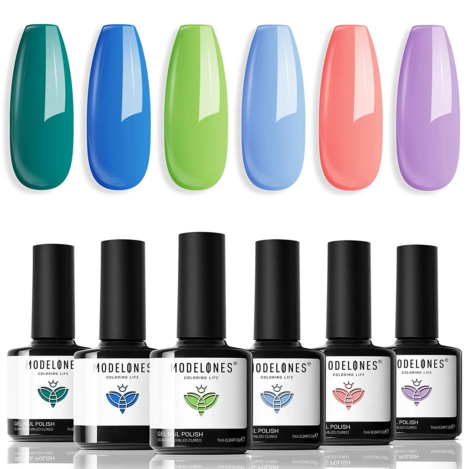 Modelones Color Changing Gel Nail Polish Kit - 6 Colors Spring Limited Edition 10ml Glitter Mood Temperature Change Gel Nail Polish Set Soak Off Gel Polish Nail Art Manicure DIY Salon Gift for Women