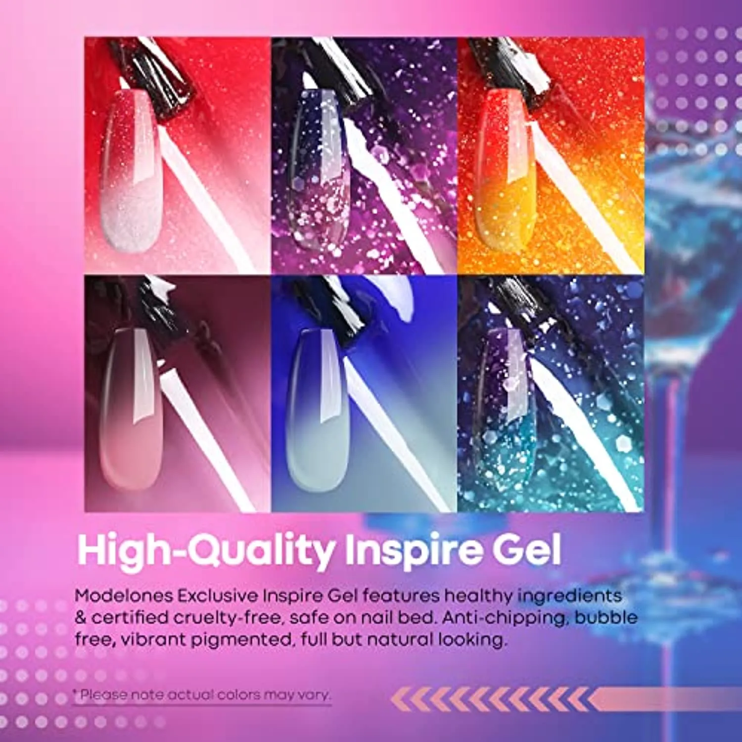 Modelones Color Changing Gel Nail Polish Kit - 6 Colors Spring Limited Edition 10ml Glitter Mood Temperature Change Gel Nail Polish Set Soak Off Gel Polish Nail Art Manicure DIY Salon Gift for Women