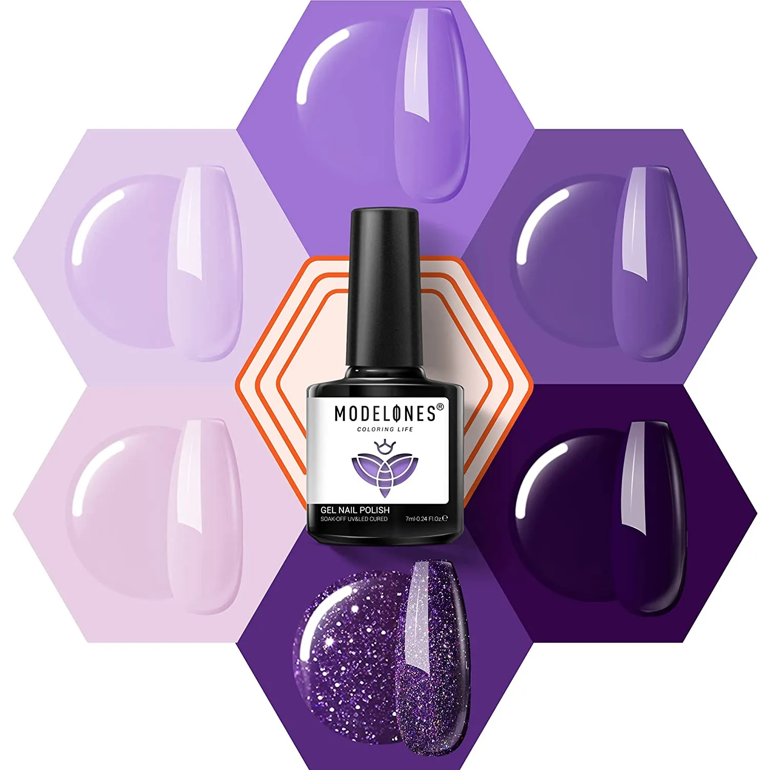 Modelones Color Changing Gel Nail Polish Kit - 6 Colors Spring Limited Edition 10ml Glitter Mood Temperature Change Gel Nail Polish Set Soak Off Gel Polish Nail Art Manicure DIY Salon Gift for Women