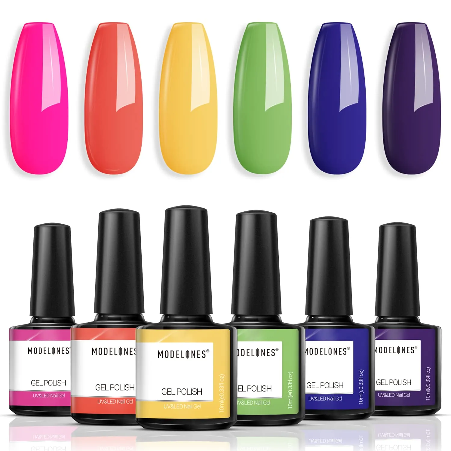 Modelones Color Changing Gel Nail Polish Kit - 6 Colors Spring Limited Edition 10ml Glitter Mood Temperature Change Gel Nail Polish Set Soak Off Gel Polish Nail Art Manicure DIY Salon Gift for Women
