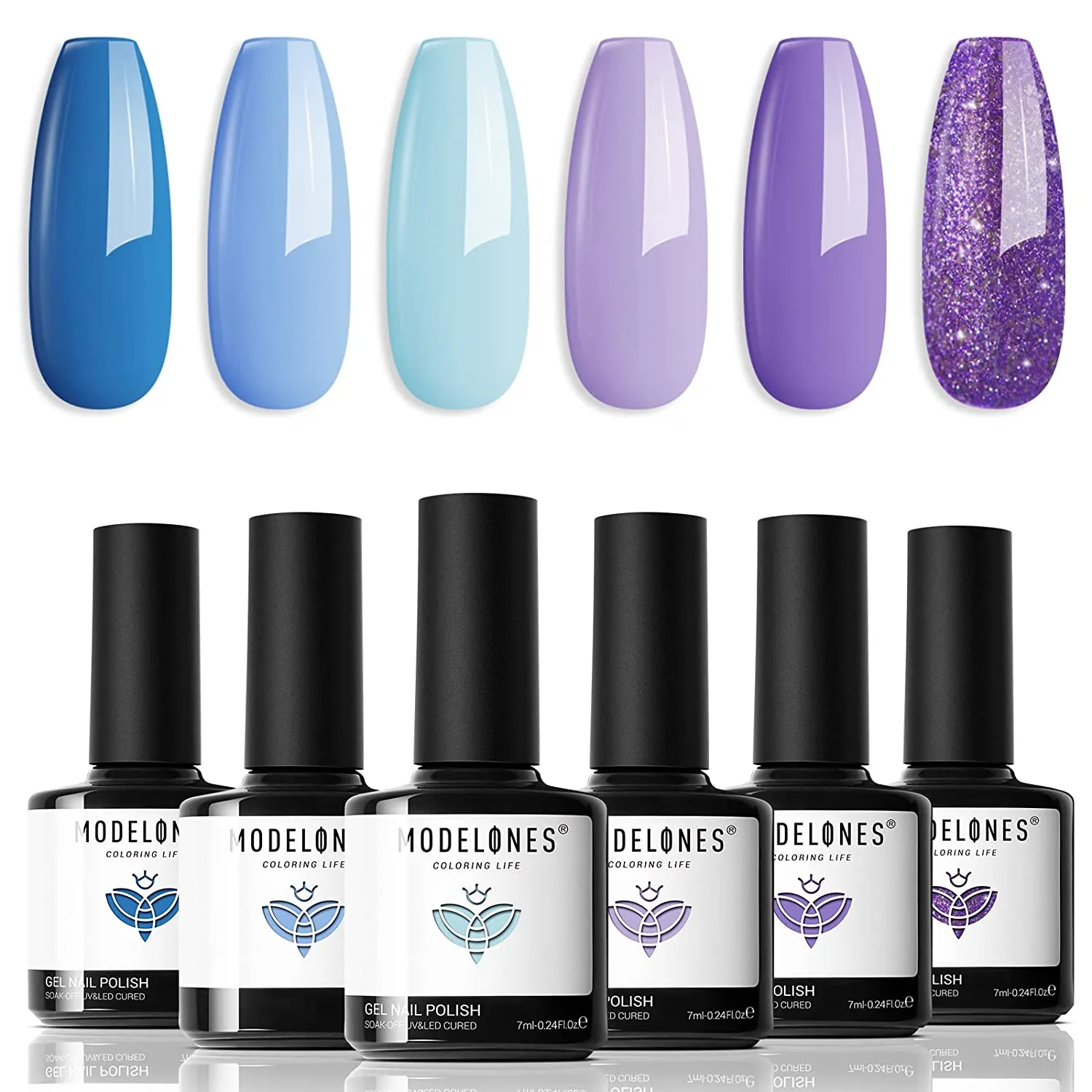 Modelones Color Changing Gel Nail Polish Kit - 6 Colors Spring Limited Edition 10ml Glitter Mood Temperature Change Gel Nail Polish Set Soak Off Gel Polish Nail Art Manicure DIY Salon Gift for Women