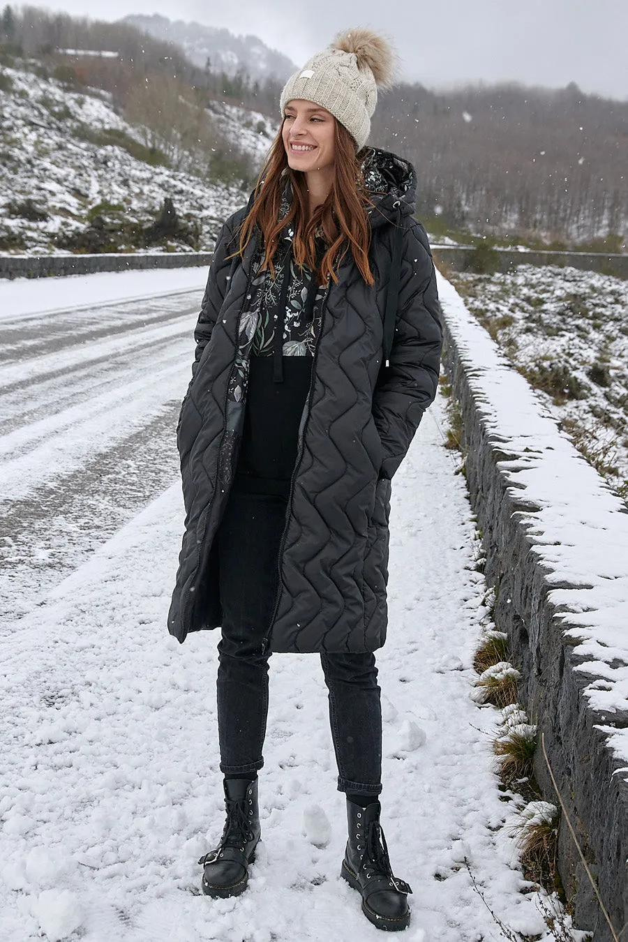 Moss Garden Reversible Quilted Coat