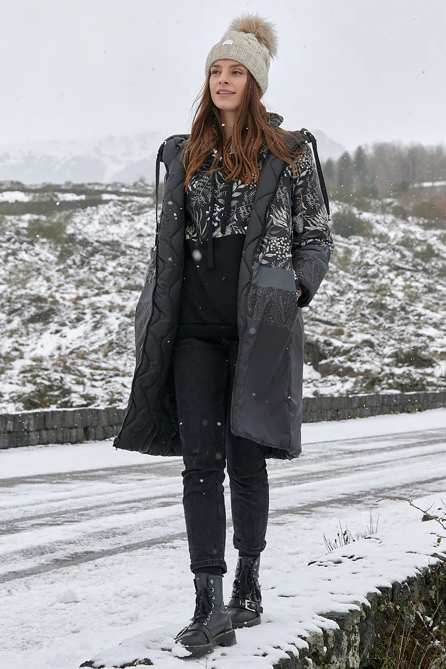 Moss Garden Reversible Quilted Coat