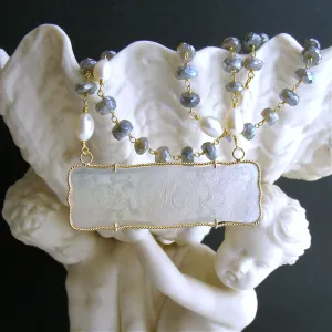 Mother-of-Pearl “M” Monogram Gaming Counter Mystic Labradorite Necklace - L'offre III Necklace