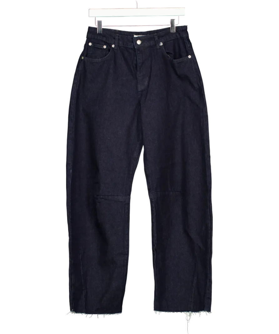 NA-KD Blue Indigo Barrel Leg High Waist Jeans UK 8
