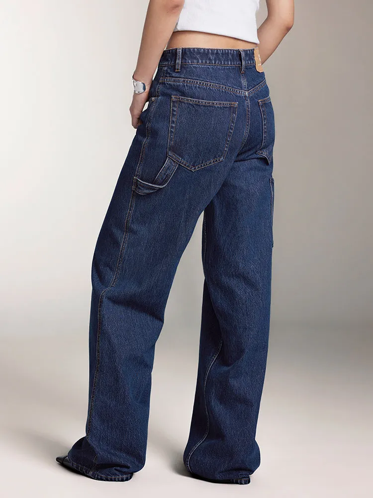 Navy Blue Straight Fit Jeans