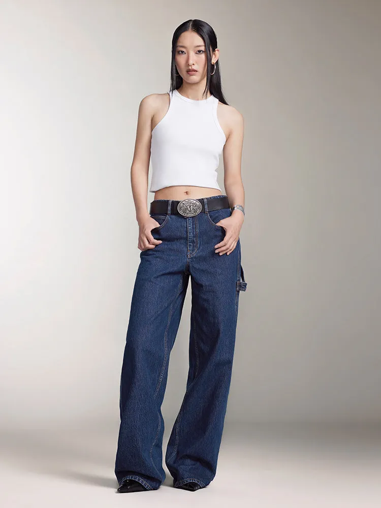 Navy Blue Straight Fit Jeans