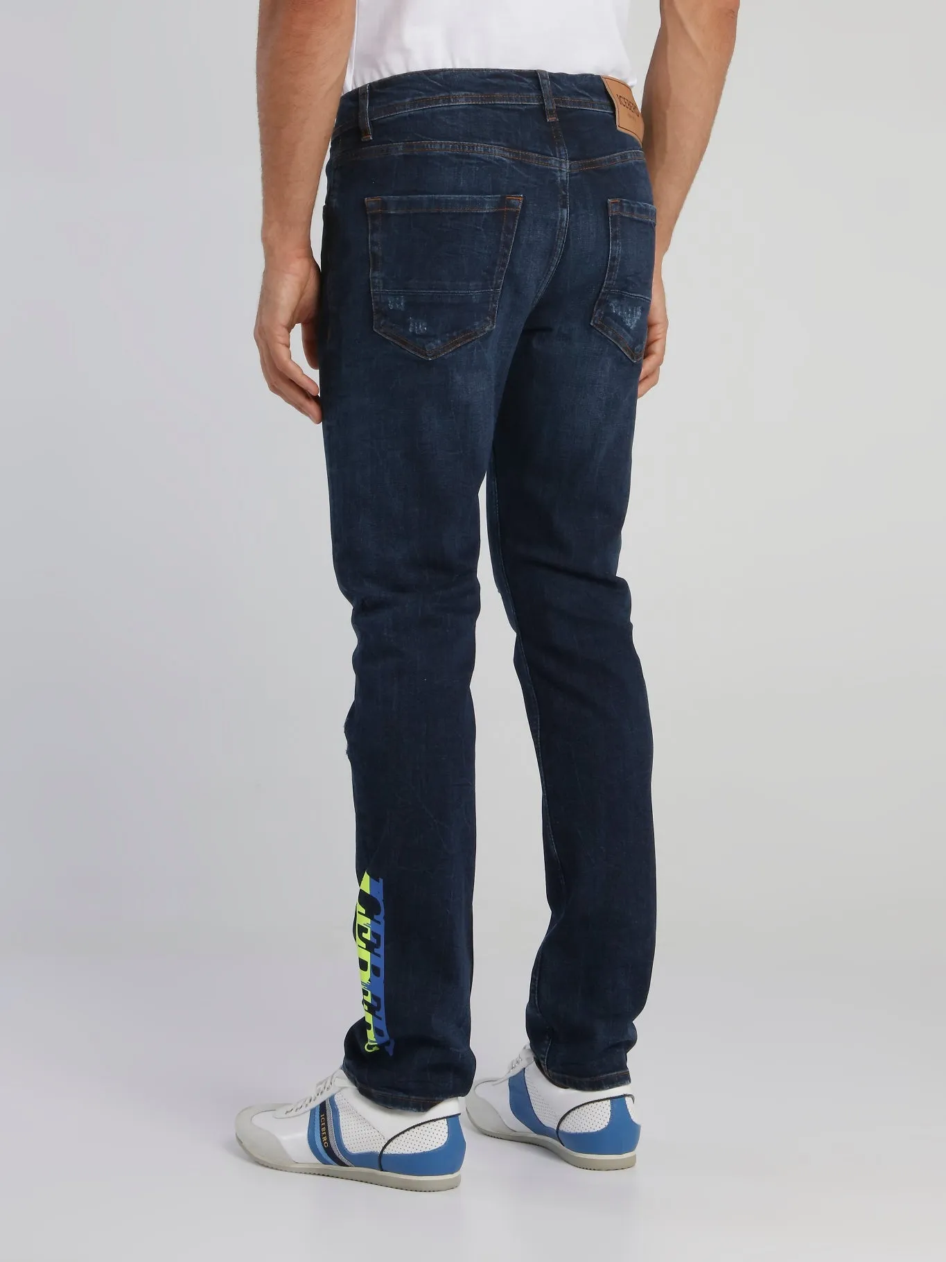 Navy Semi Distressed Jeans