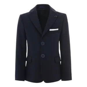 Navy Twill Peak Lapel Blazer