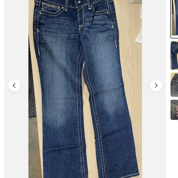 New Ariat Women’s 31R REAL Spitfire Riding Jeans Blue Embellished Stretch Denim