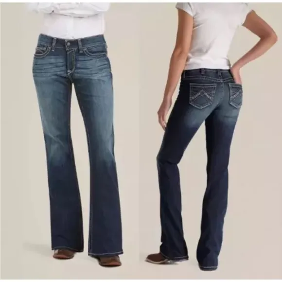 New Ariat Women’s 31R REAL Spitfire Riding Jeans Blue Embellished Stretch Denim