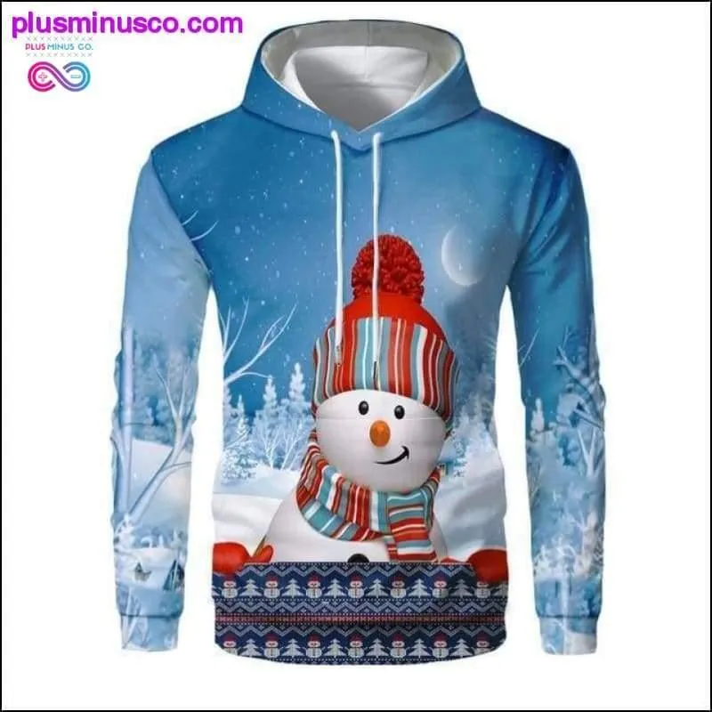 New Christmas Hoodies Men 3D Santa Claus And Snowman Trees