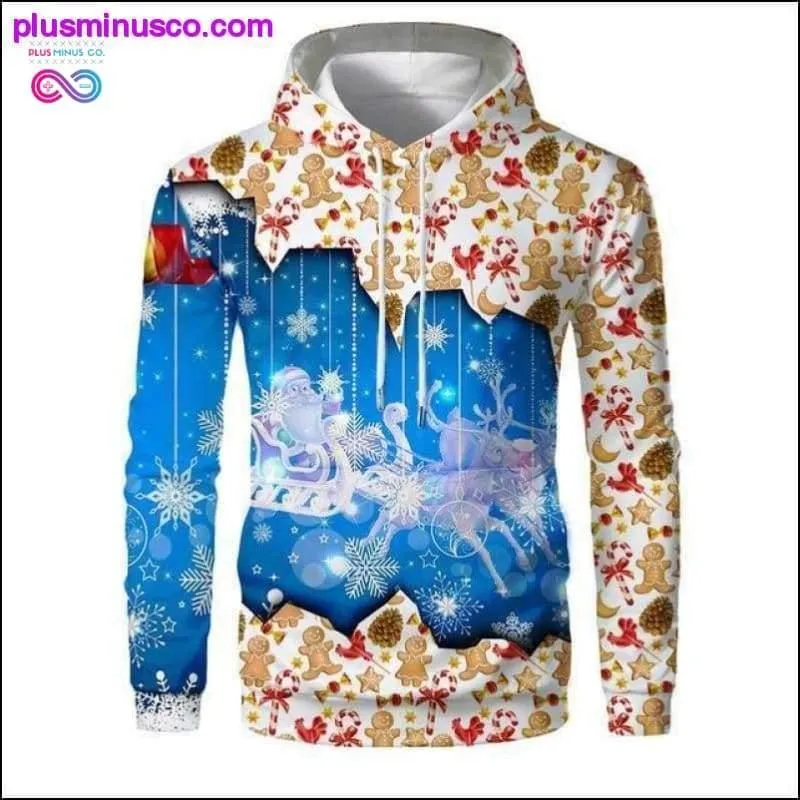 New Christmas Hoodies Men 3D Santa Claus And Snowman Trees