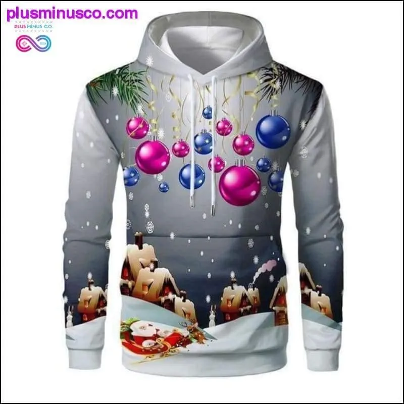 New Christmas Hoodies Men 3D Santa Claus And Snowman Trees