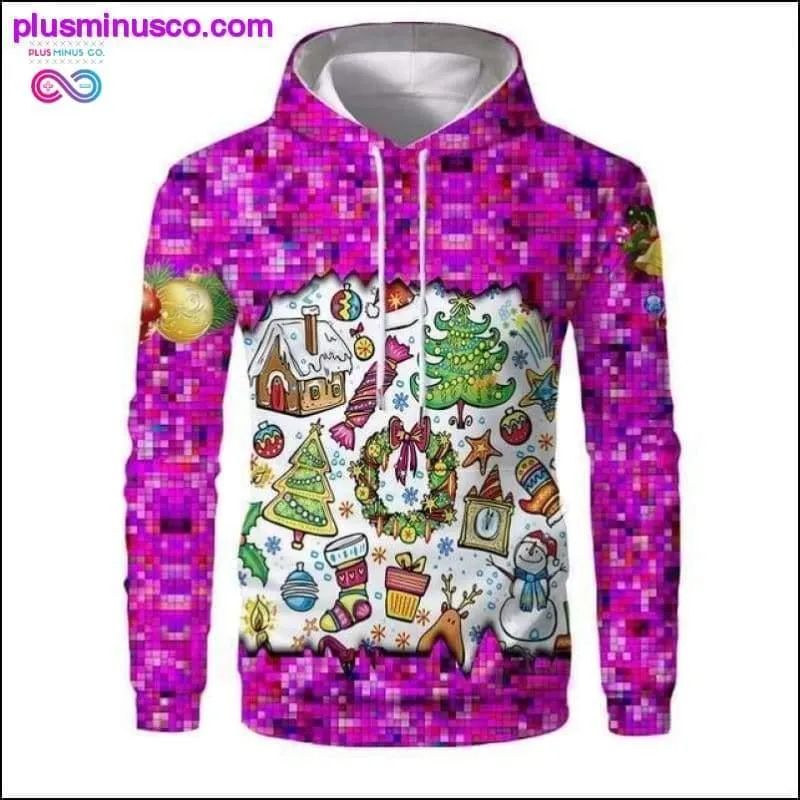 New Christmas Hoodies Men 3D Santa Claus And Snowman Trees