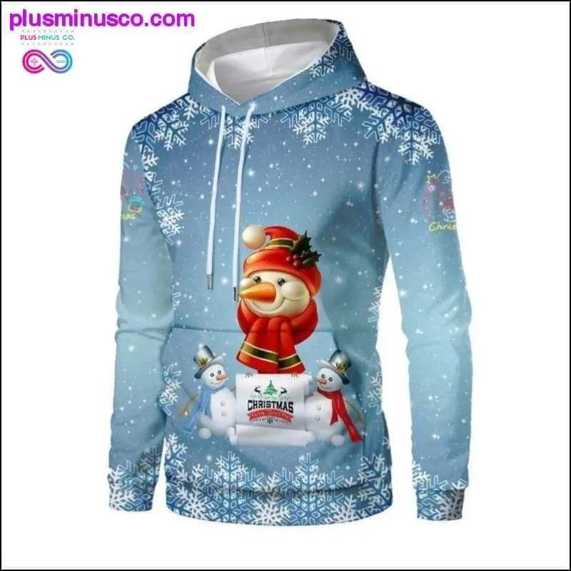 New Christmas Hoodies Men 3D Santa Claus And Snowman Trees