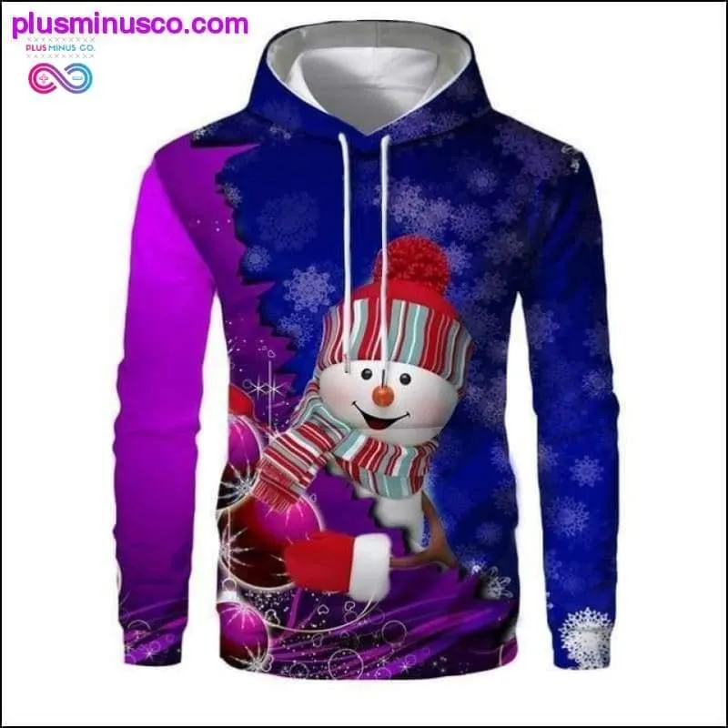 New Christmas Hoodies Men 3D Santa Claus And Snowman Trees