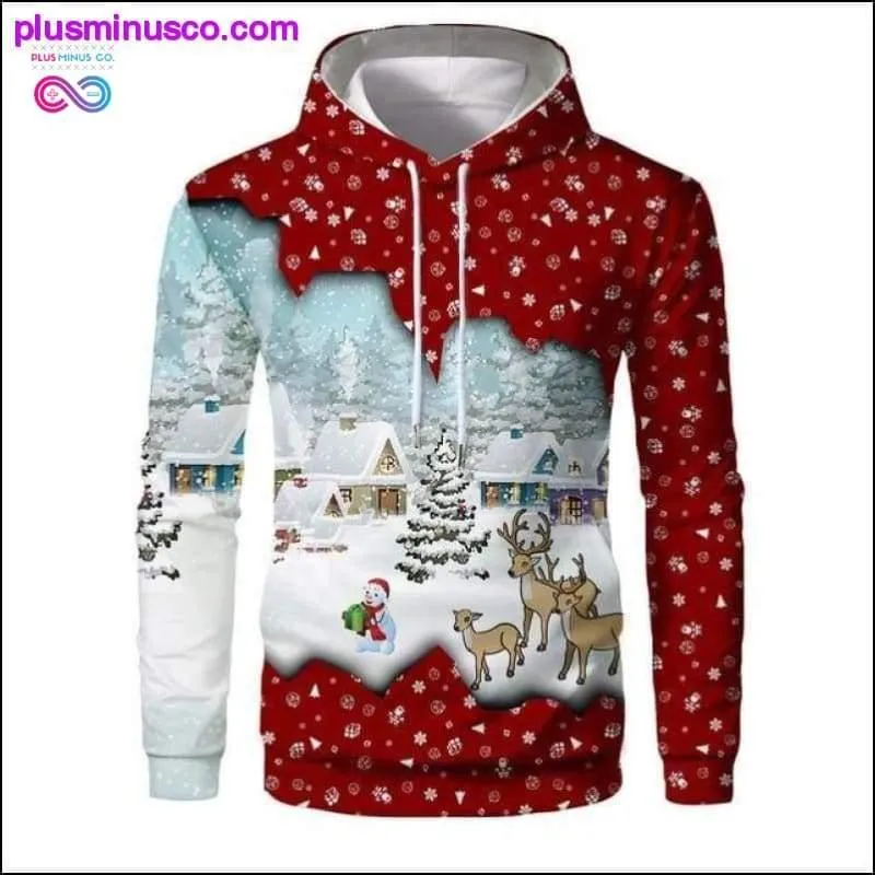 New Christmas Hoodies Men 3D Santa Claus And Snowman Trees