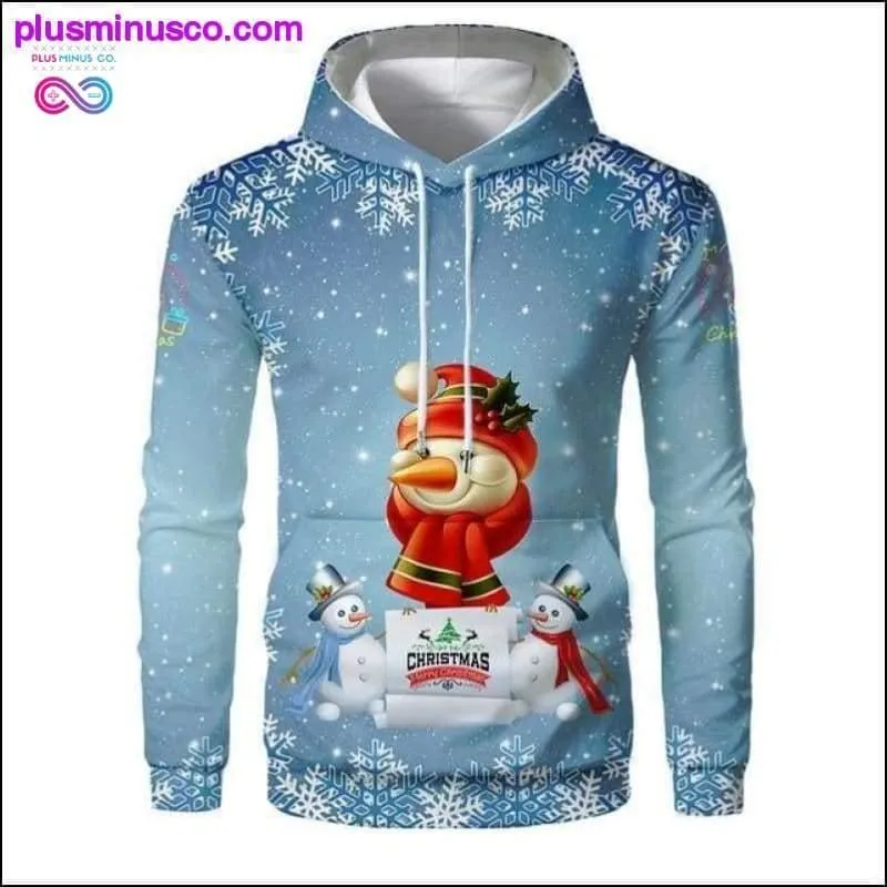 New Christmas Hoodies Men 3D Santa Claus And Snowman Trees