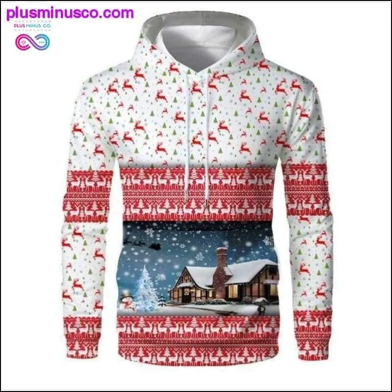 New Christmas Hoodies Men 3D Santa Claus And Snowman Trees
