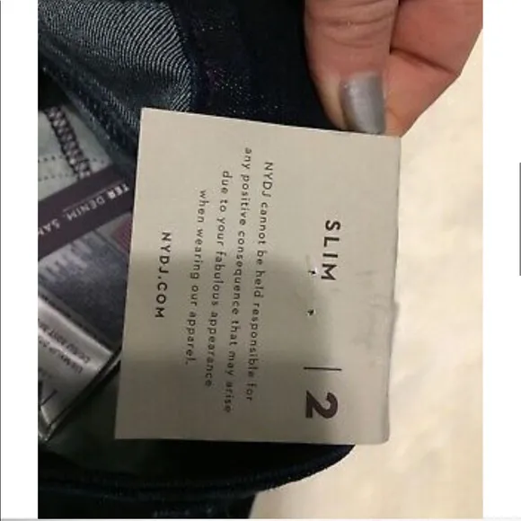 New NYDJ Sheri Slim Blue JEANS Stretch Beading 2