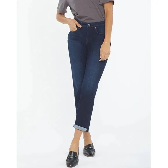 NWT NYDJ Margot Girlfriend Jeans Rapture Women's Size 6 Dark Blue Stretch Denim
