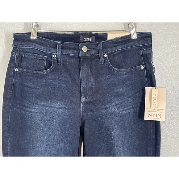 NWT NYDJ Margot Girlfriend Jeans Rapture Women's Size 6 Dark Blue Stretch Denim