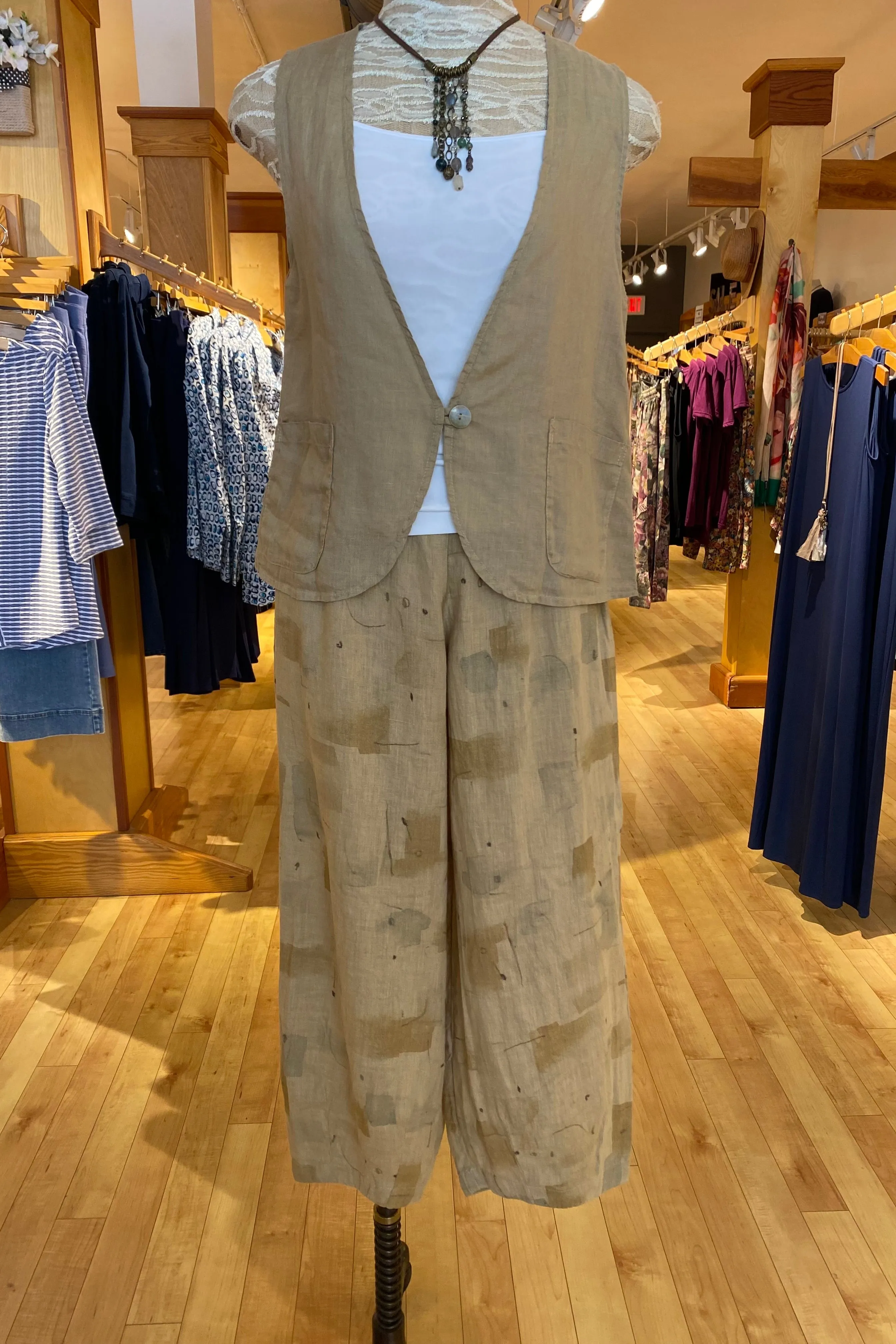One Button Linen Vest