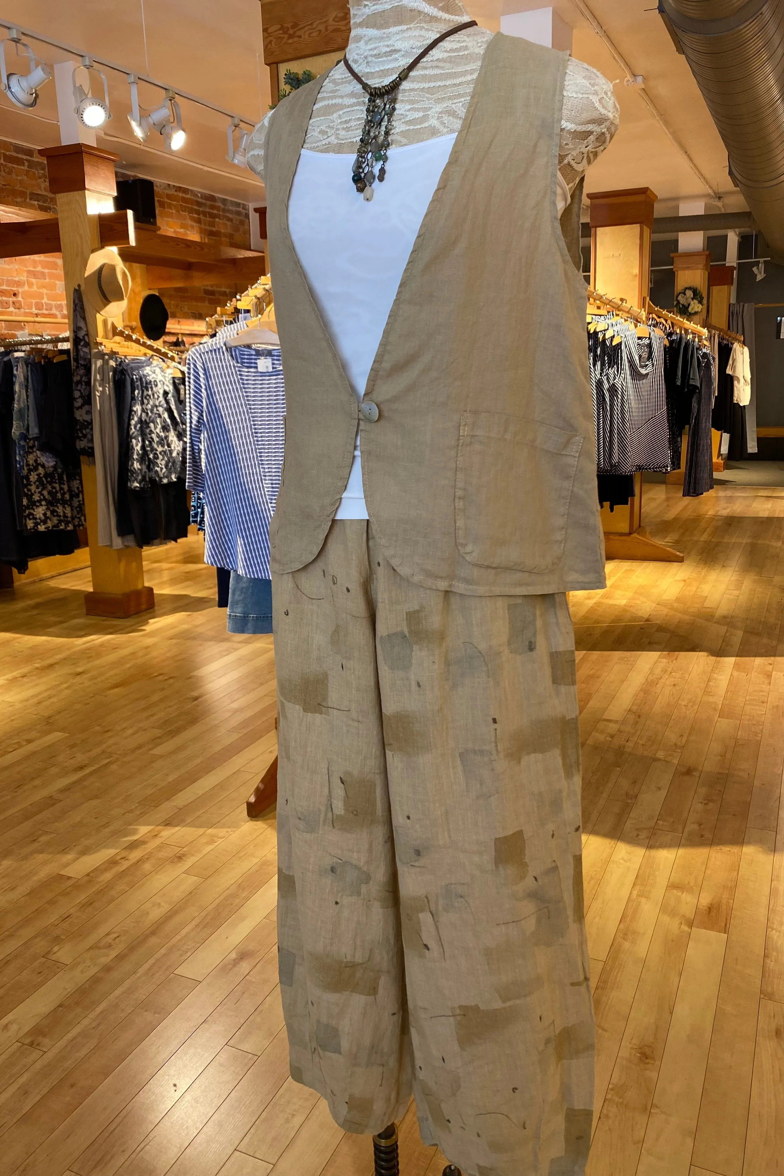 One Button Linen Vest