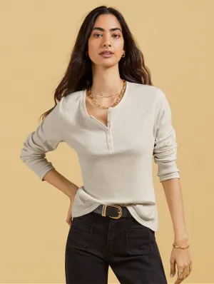 Organic Cotton Henley Top | Antique White
