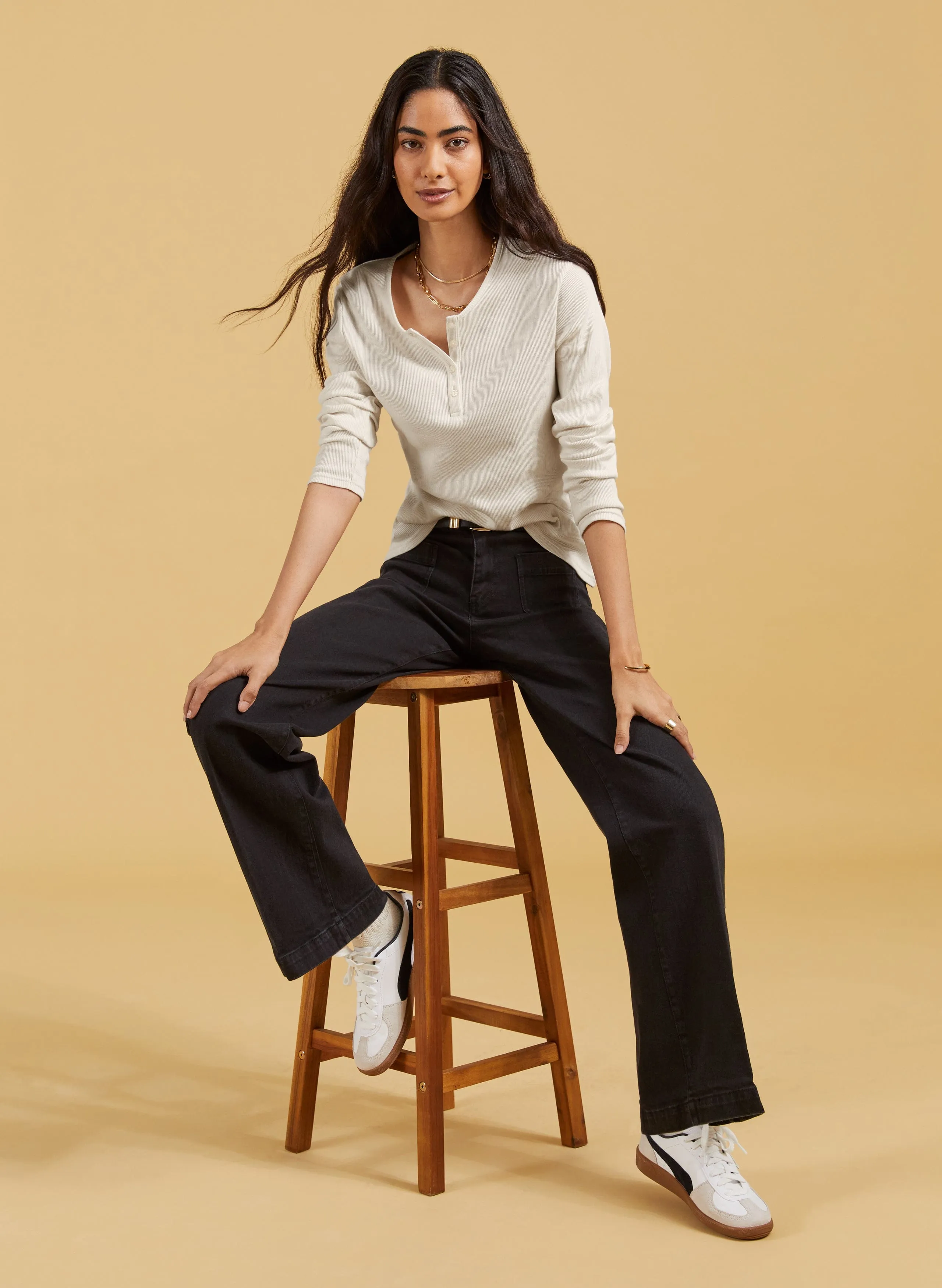 Organic Cotton Henley Top | Antique White