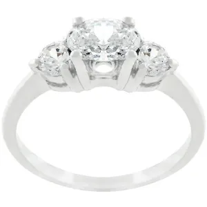 Oval Serenade Triplet Ring in Silvertone Finish