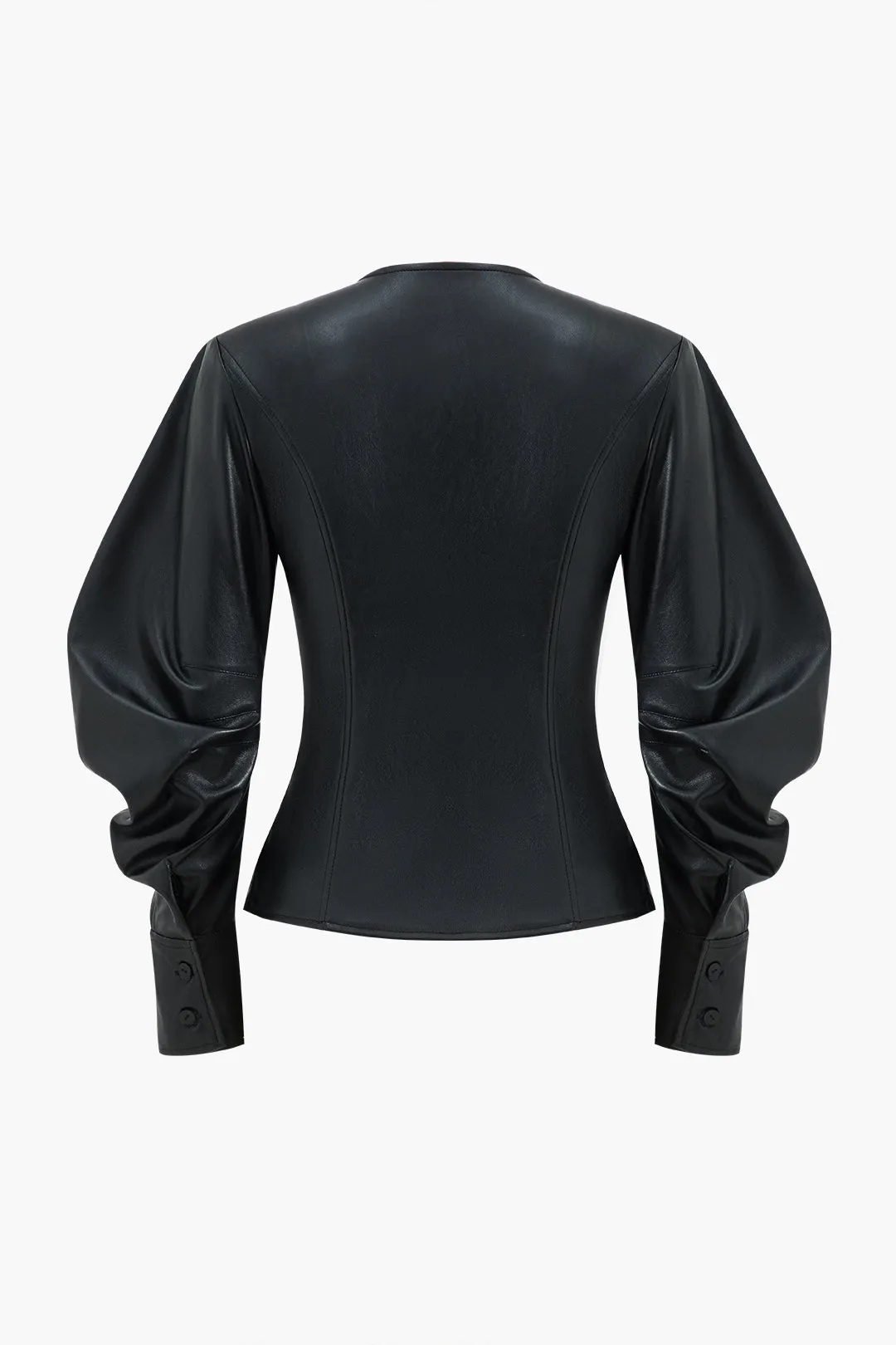 Paige - Sleek Metallic Button Accents Woman's Jacket