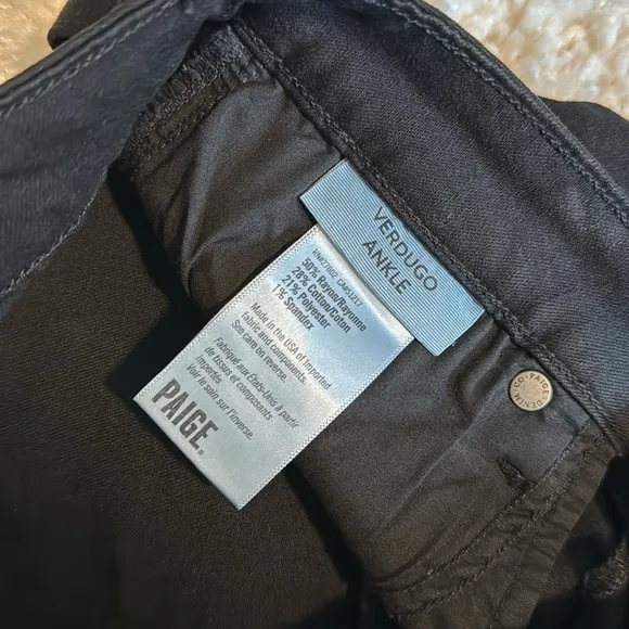 Paige Stretch Mid Rise Verdugo Skinny Ankle Pockets Denim Jeans Black Size 27