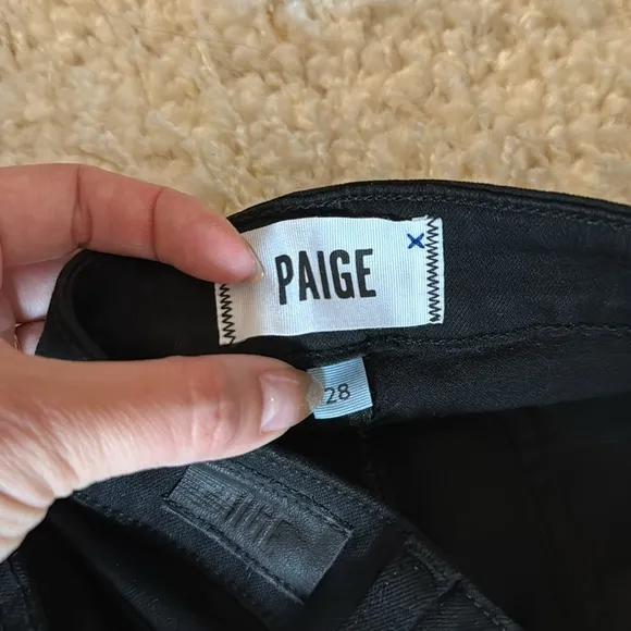 Paige Stretch Mid Rise Verdugo Skinny Ankle Pockets Denim Jeans Black Size 27
